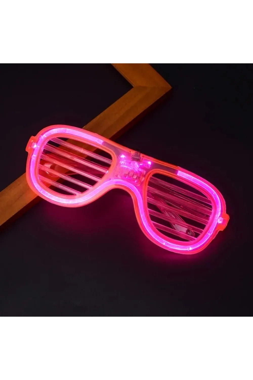 Pembe Led Işıklı Parti Gözlüğü - Neon Glow Şerit Gözlük 3 Modlu