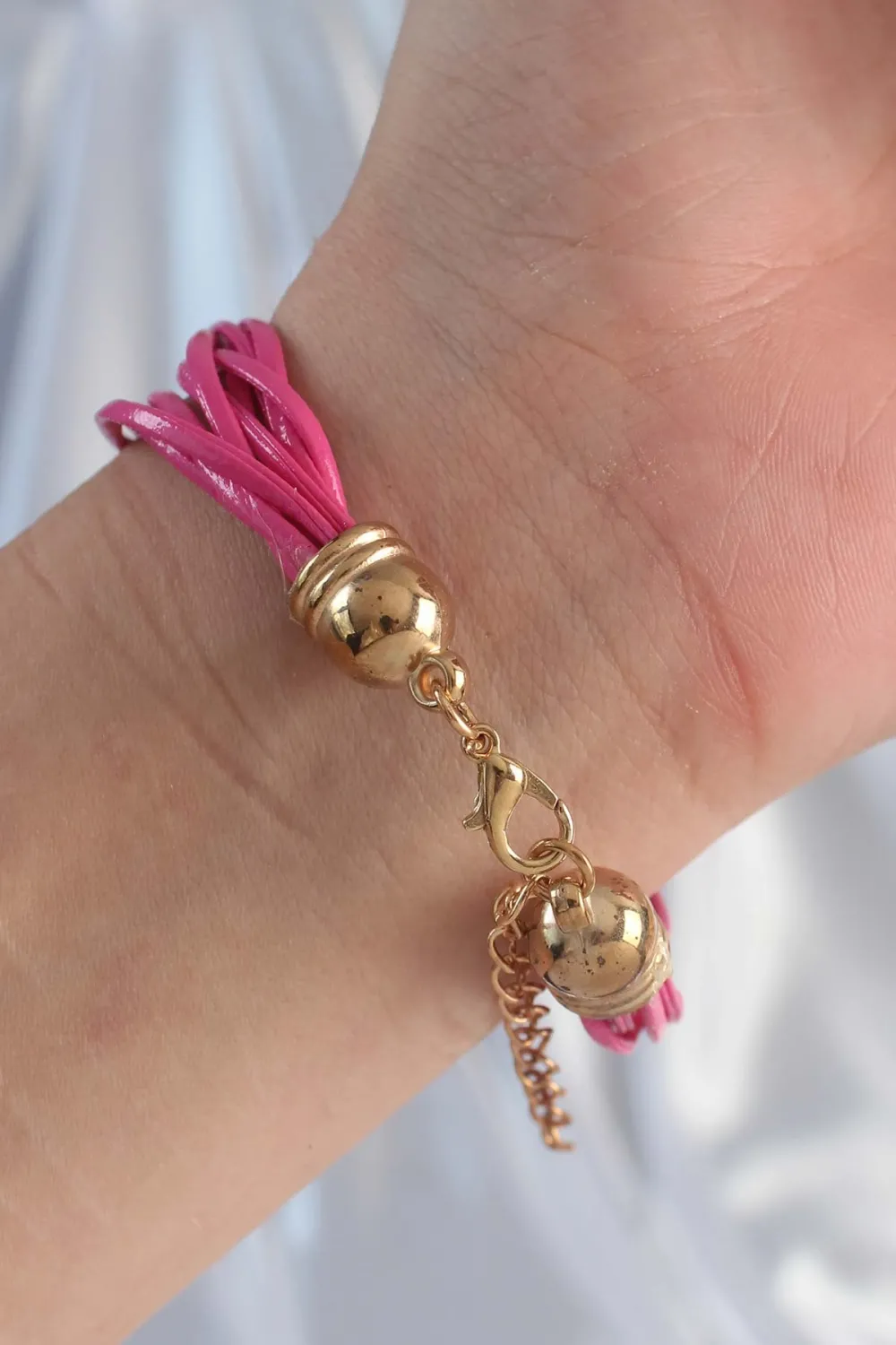 ietaks™ Pembe Renk Zirkon Taşlı İpli Çoklu Bileklik