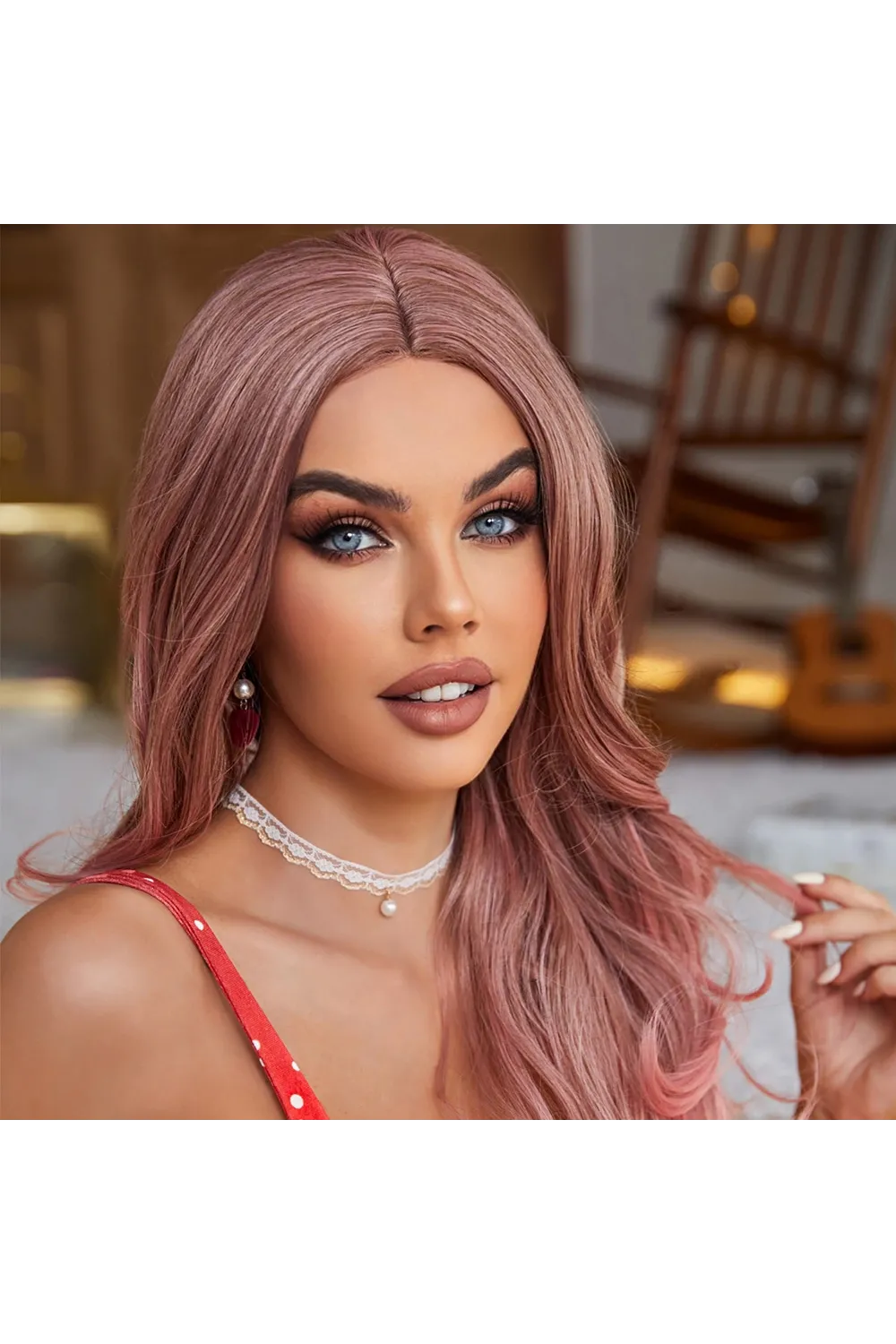 Pembe Siyah Kırçıllı Tül Peruk