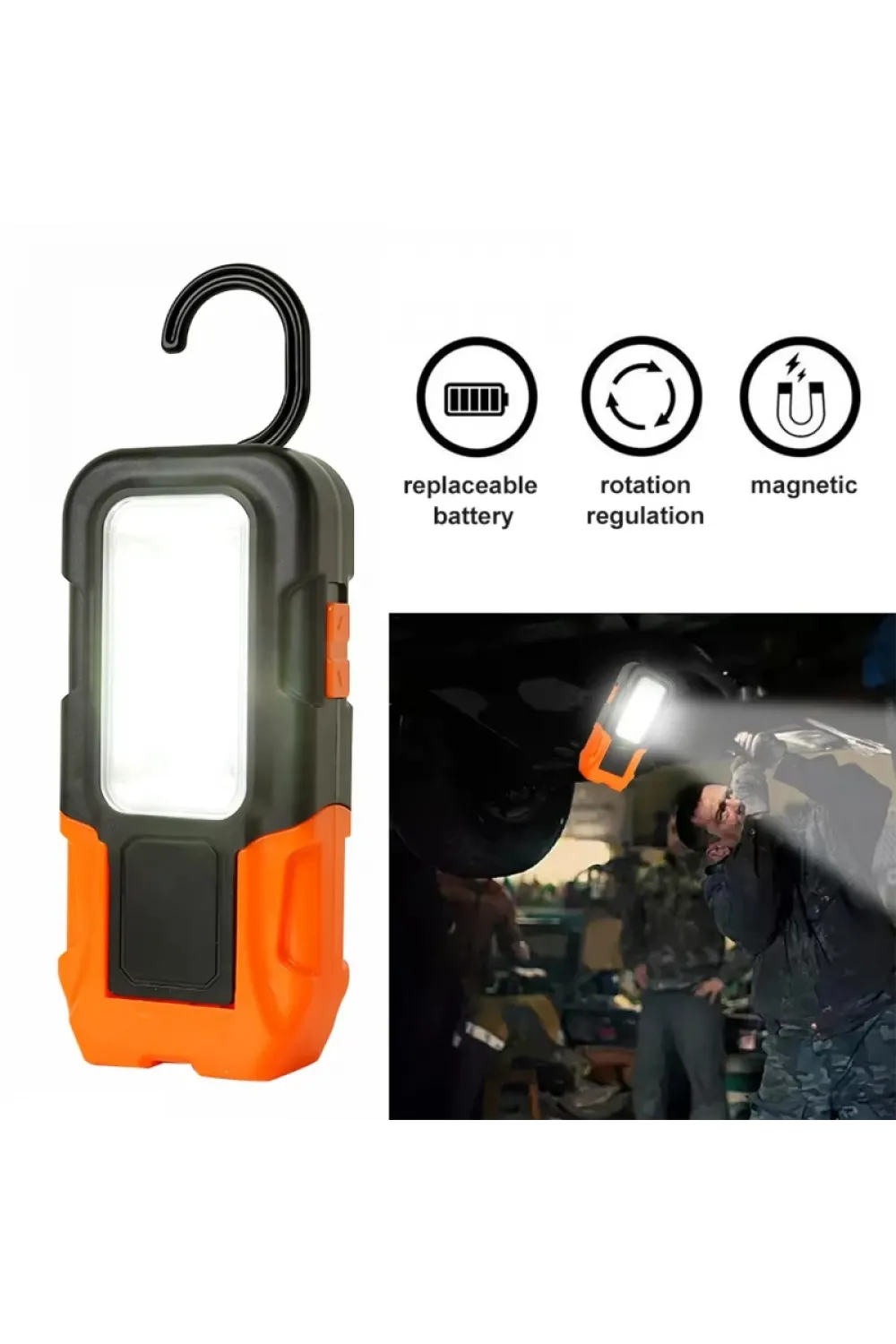 Pilli Çok Amaçlı LED Işık - Mıknatıslı - Kancalı