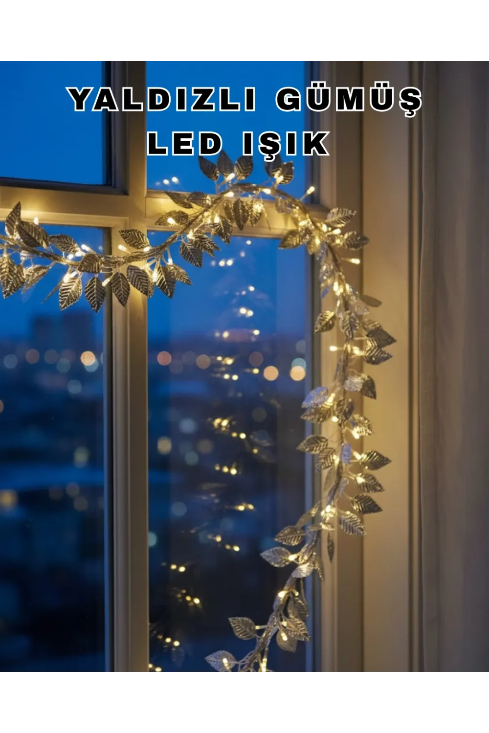 Pilli Gümüş Yaprak Led Işık Ev İçi Ve Yılbaşı Dekor Aydınlatması