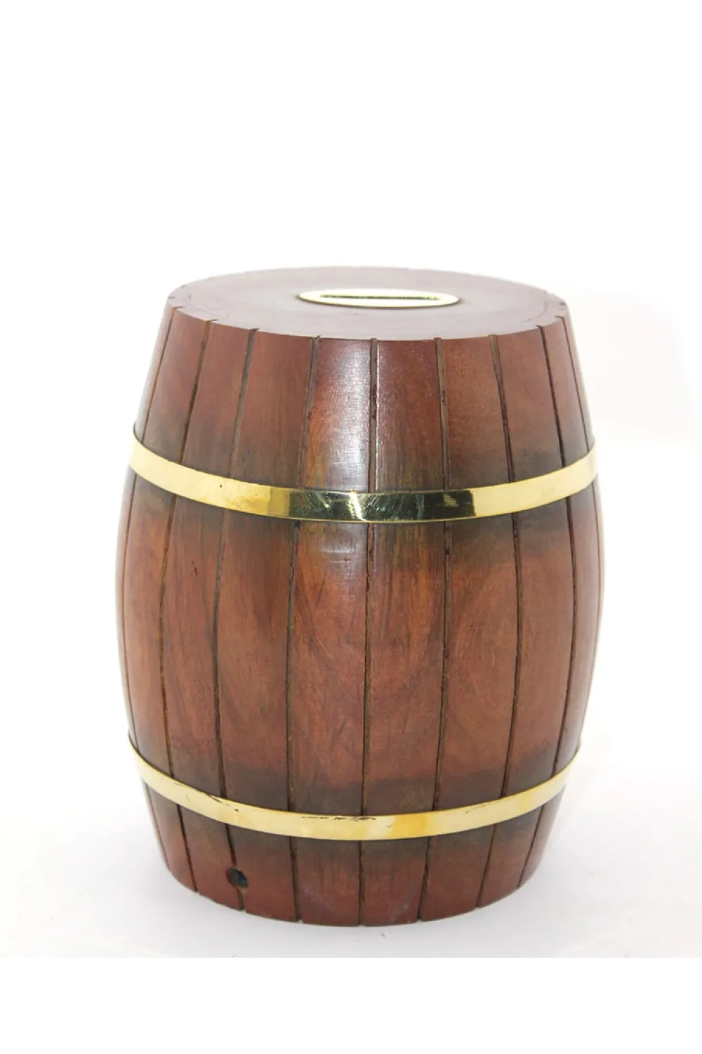 Pirinç Ahşap Fıçı Kumbara 18 Cm