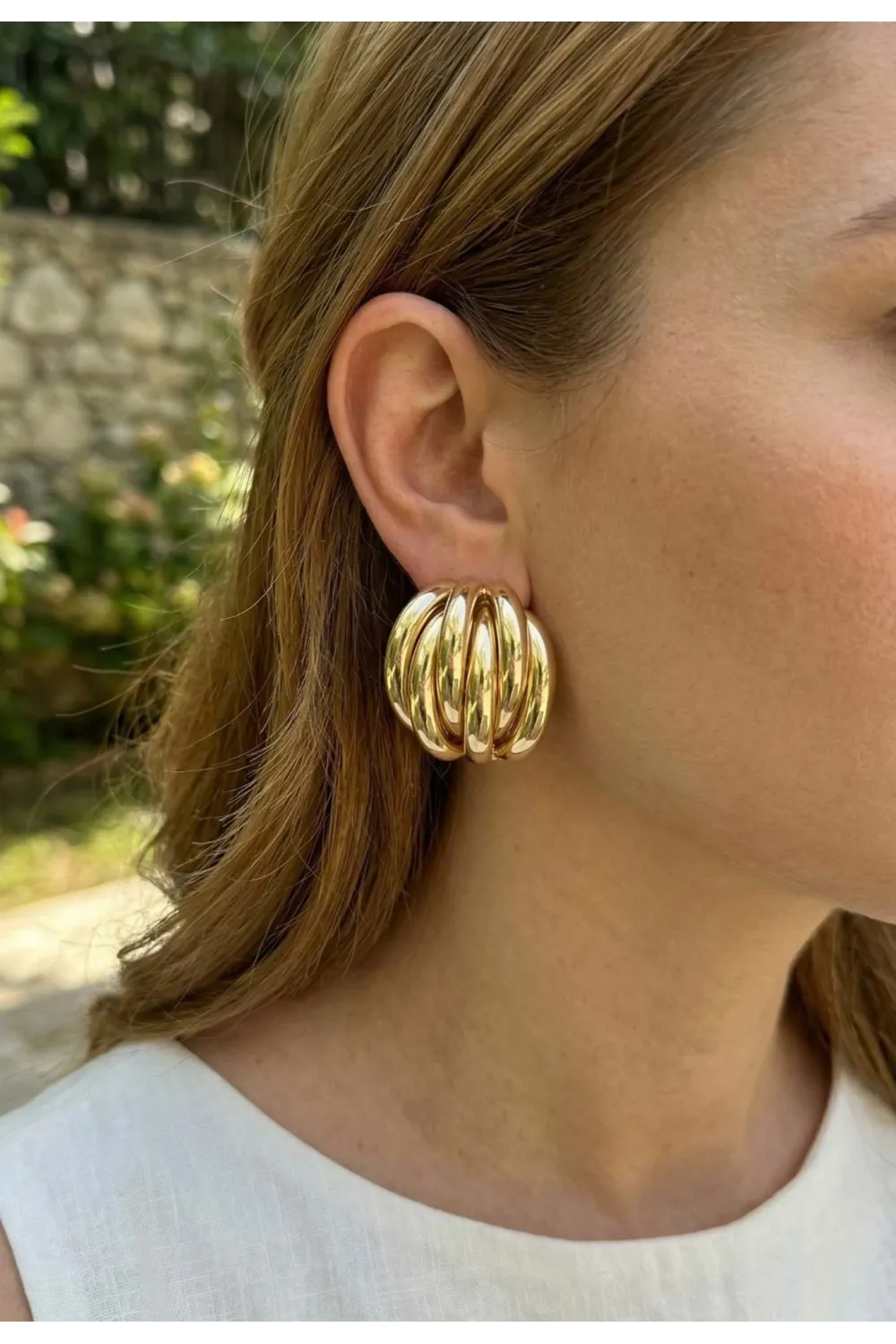 Pirinç Gold Renk Vintage Kadın Küpe