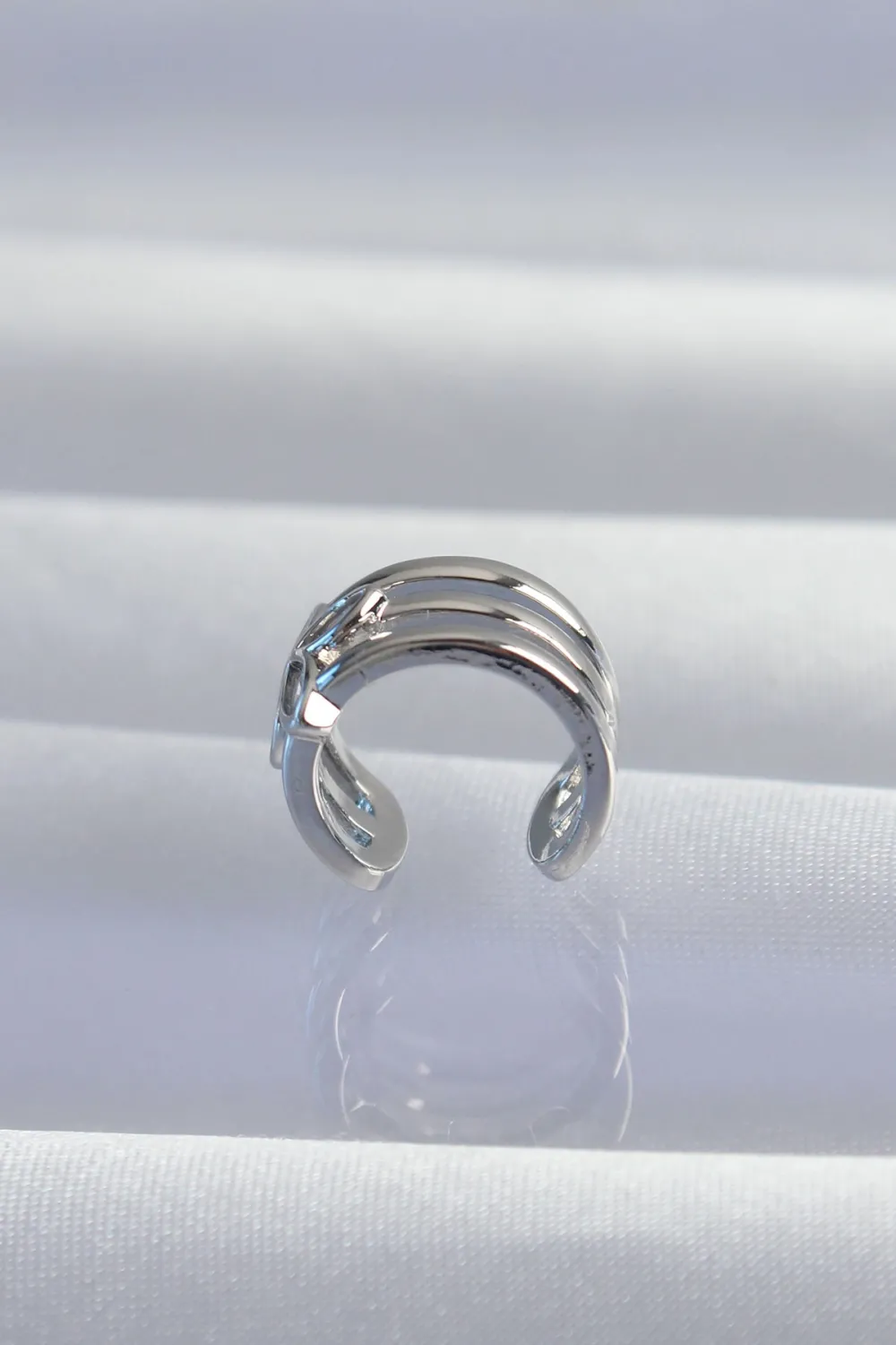 Pirinç Gümüş Renk Yonca Earcuff Küpe