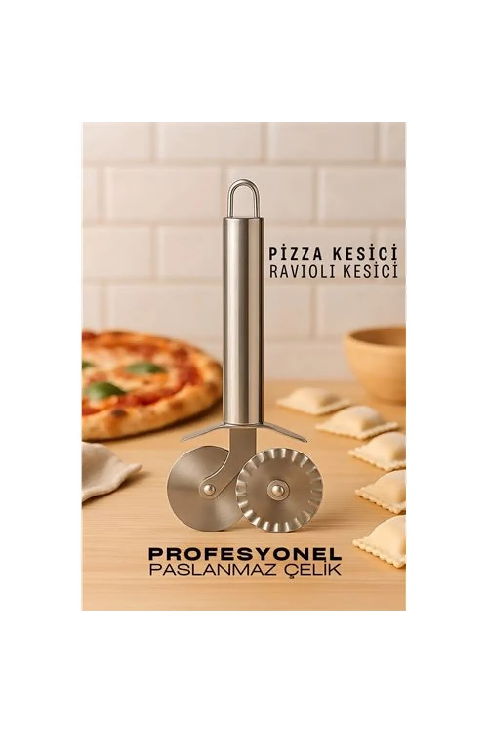 Pizza Kesici Profesyonel Çelik Hamur Ravioli Kesici 721987