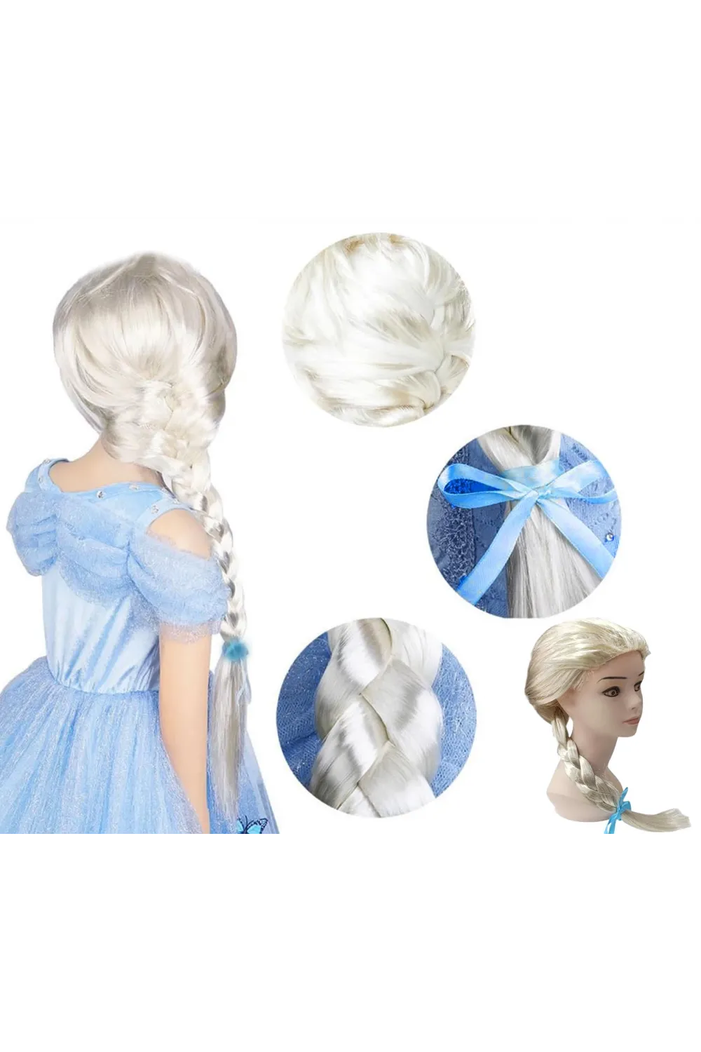 Platin Altın Dore Renk Karlar Ülkesi Elsa Frozen Peruğu Çocuk Boy