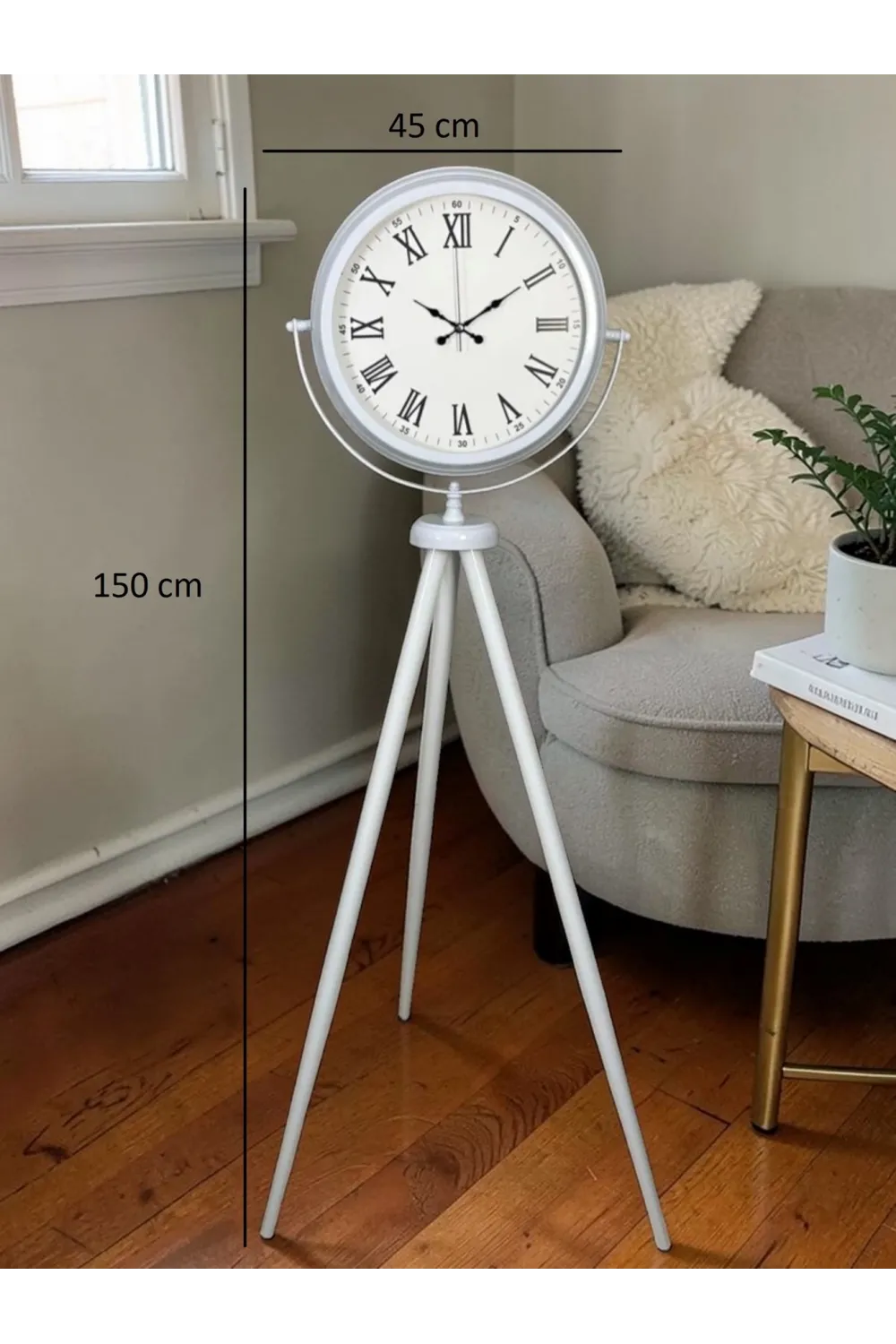 Platin Classic White Roma Tripod Ayaklı Saat