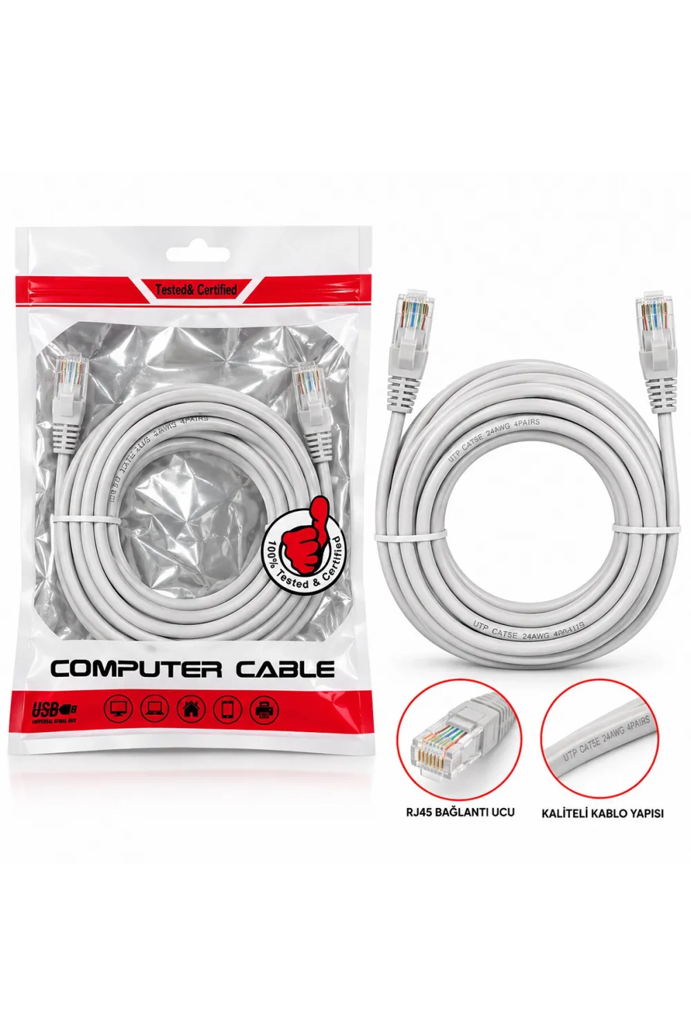 Platoon Pl-6108 ( 10mt ) İnternet Ethernet ( Cat6 ) Data Kablosu & Computer Cable*100