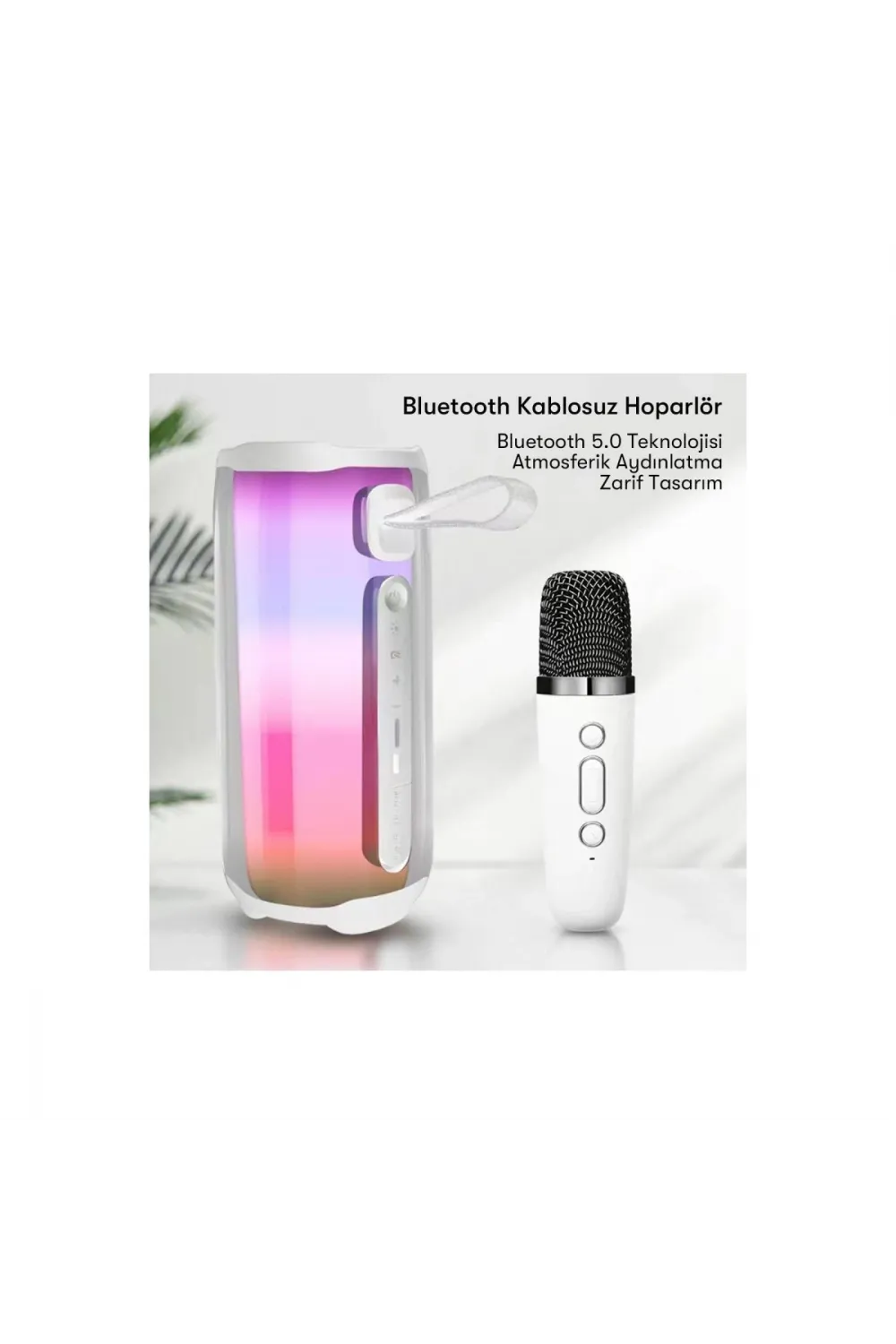 Pluse 5 Mikrofonlu Rgb Kablosuz Hoparlör - Siyah