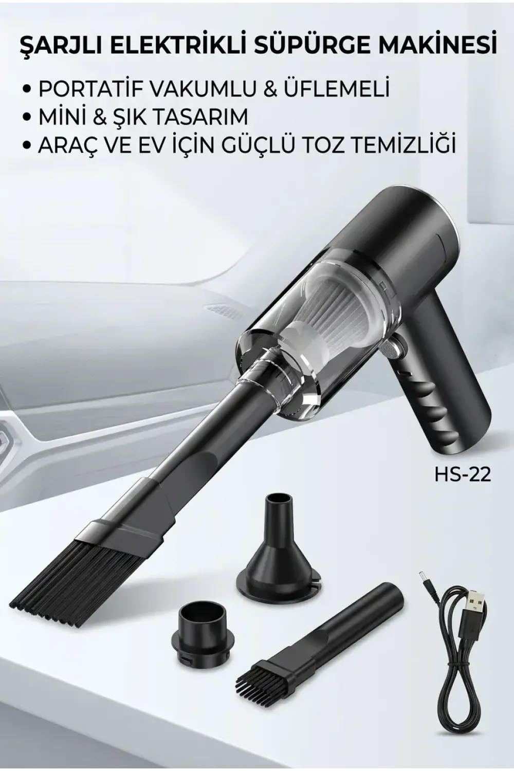Portatif Mini Araç Süpürgesi El Tipi Kullanışlı Oto Temizlik Süpürgesi Ürün Modeli