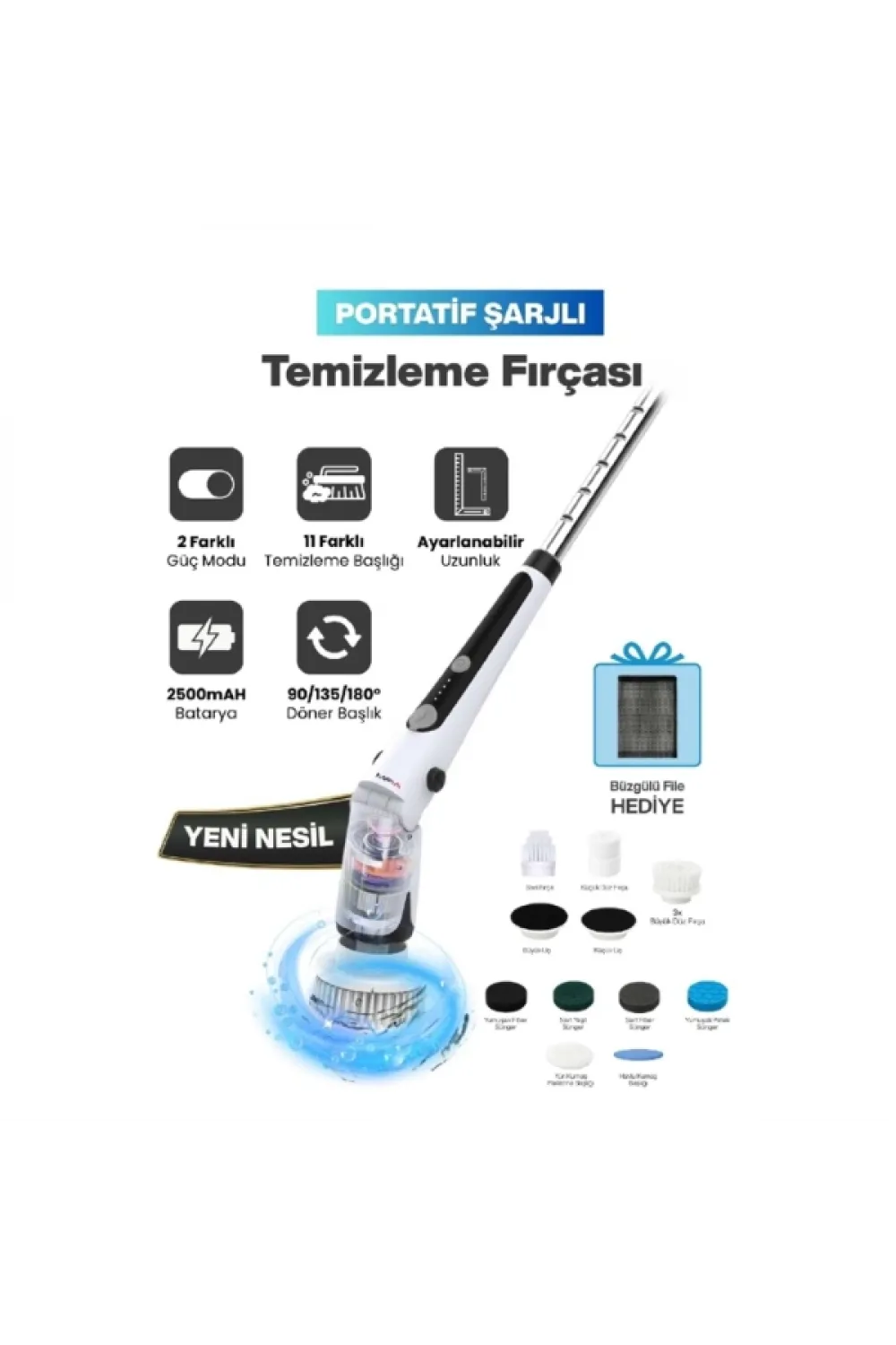 Portatif Şarjlı Temizleme Fırçası