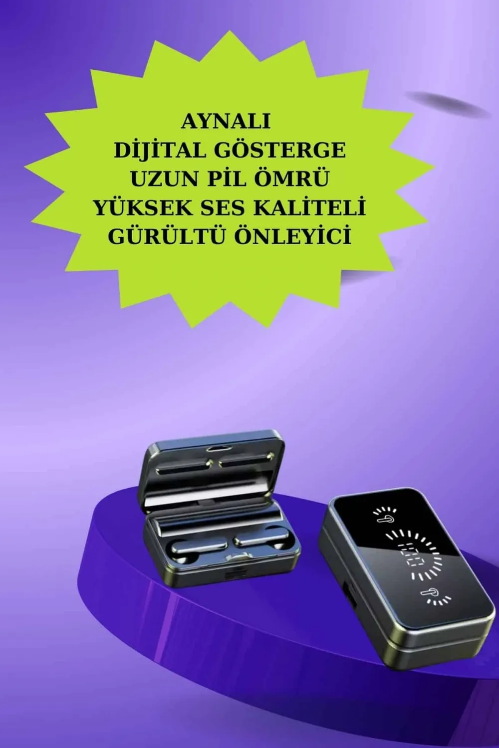 Powerbank Aynalı Bluetooth Kulaklık Ve Akıllı Saat Seti Anc Özelliği Dokunamatik