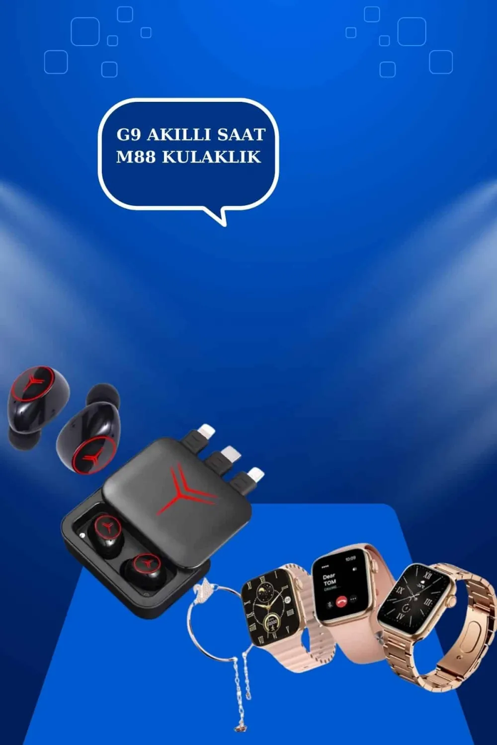 Powerbank Özellikli Bluetooth Kulaklık Ve Nabız Ölçer Akıllı Saat Bileklik Hediyeli