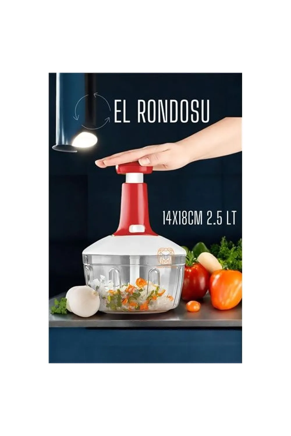 Pratik El Rondosu Üstten Basmalı 5 Bıçaklı 2.5 LİTRE 14X18CM 720896