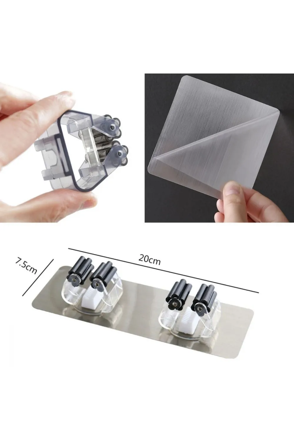 Pratik Organizer 4lü Yapışkanlı Fırça Paspas Mop Fırça Sabitleyici Ergonomik Alet Aparatı