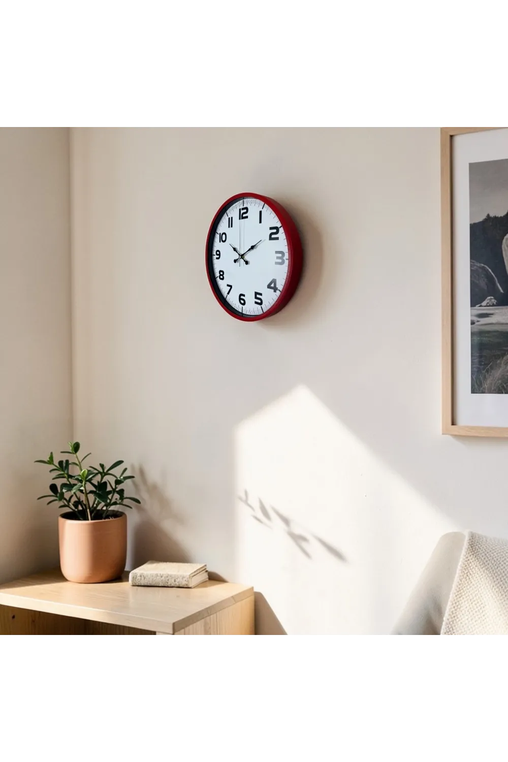 Premium Kırmızı 36 Cm Duvar Saati