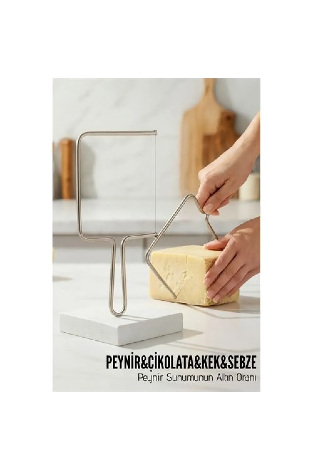 Premium Paslanmaz Çelik Peynir Dilimleyici - Yedek Telli Profesyonel Gurme Dilimleme Aparatı 716268