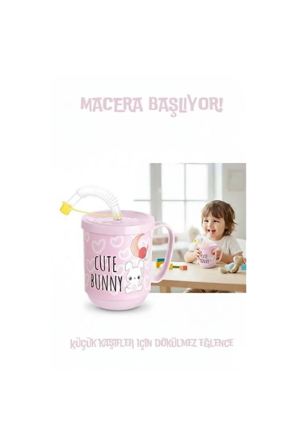 Premium Pipetli Çocuk Bardağı 350 ml -Alıştırma Bardağı ve Suluk