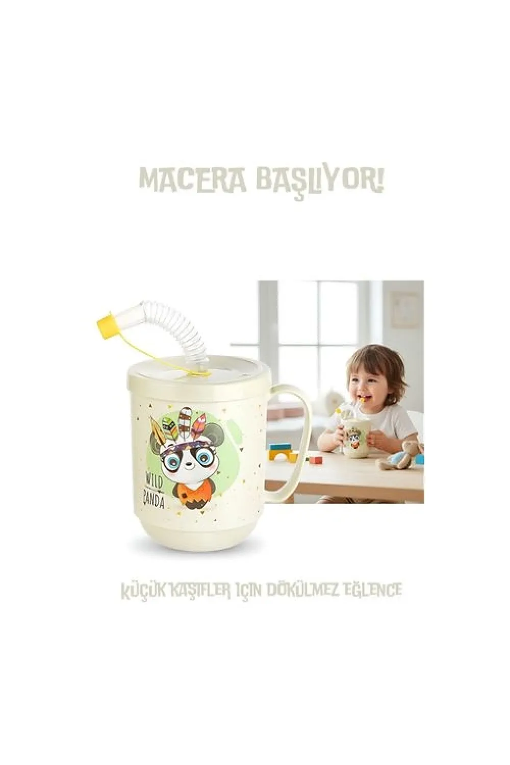 Premium Pipetli Çocuk Bardağı 350 ml -Alıştırma Bardağı ve Suluk