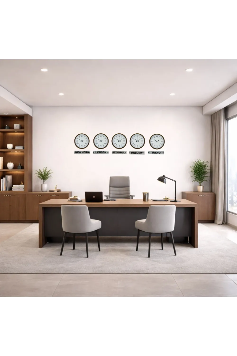 Prestige Kahverengi 36 Cm Tabelalı Dünya Saatleri 5’li Set