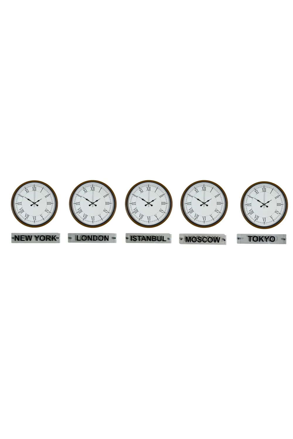 Prestige Kahverengi 36 Cm Tabelalı Dünya Saatleri 5’li Set