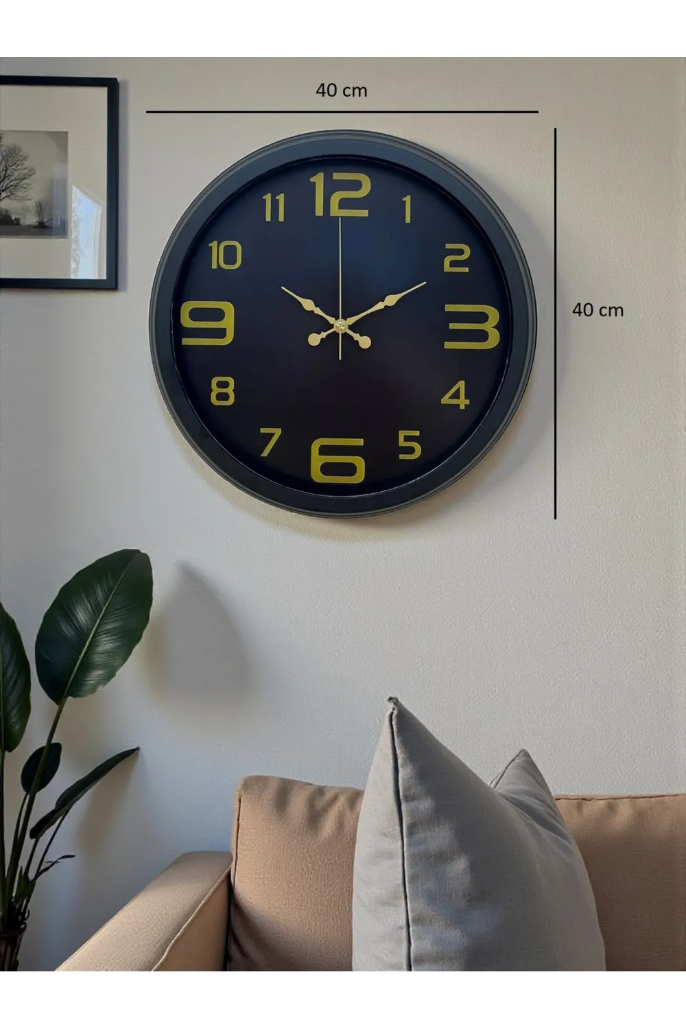 Prime Black 40 cm Metal Modern Tasarım Duvar Saati