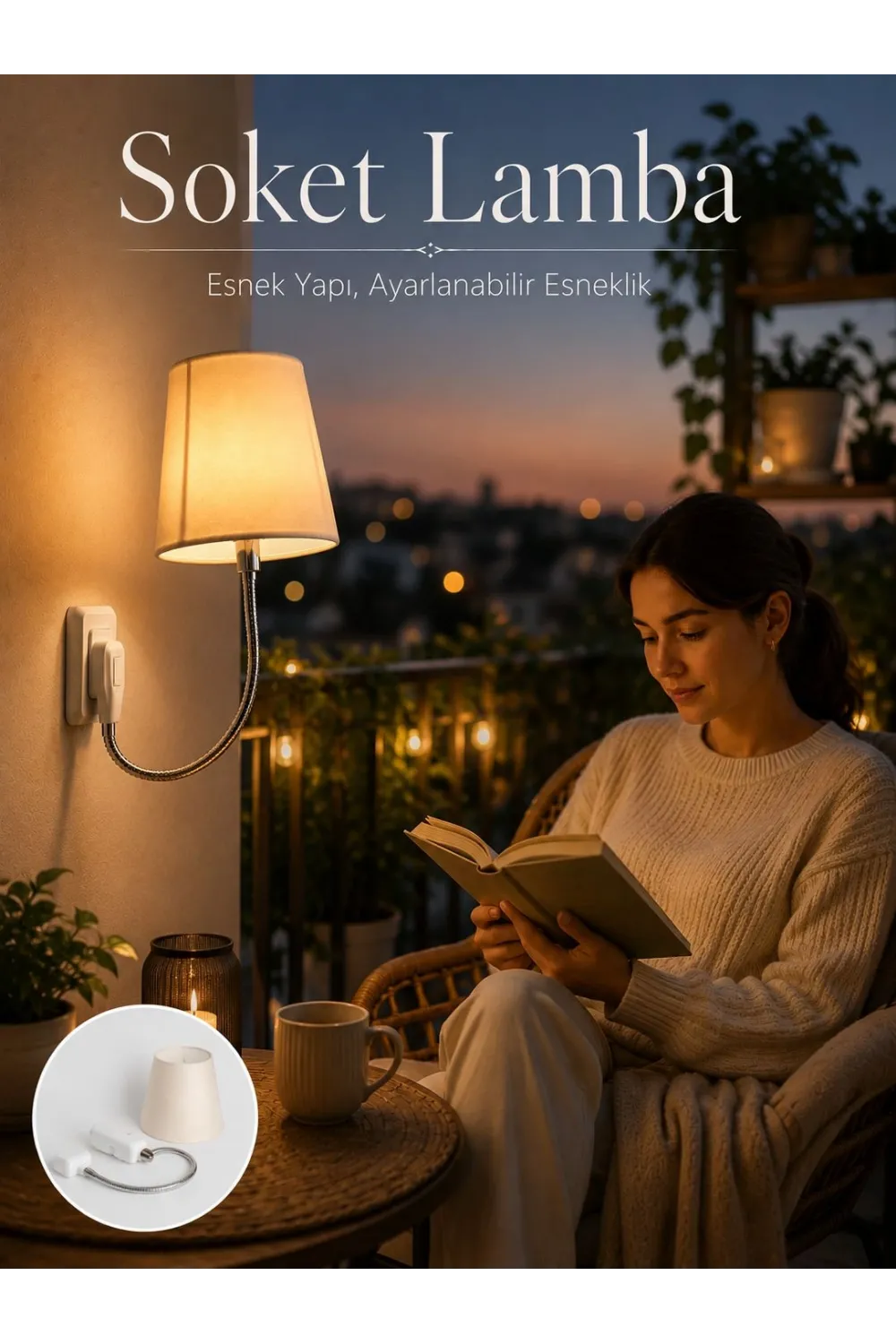 Priz Lambası Esnek Kollu Yatak Başı Aydınlatma