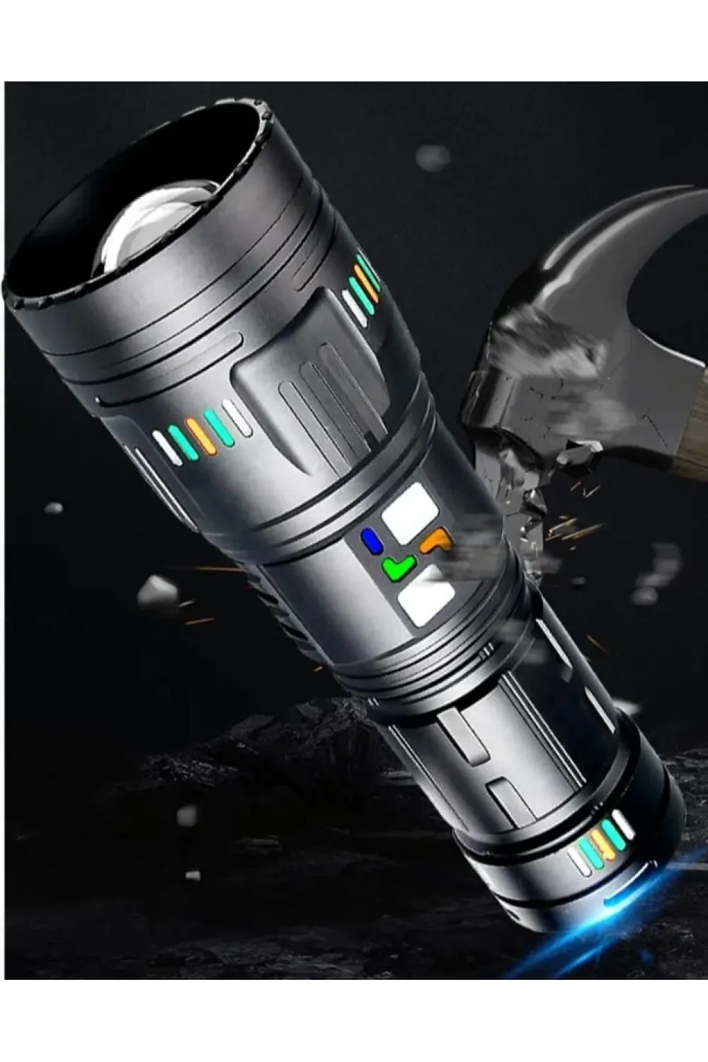 Pro F-3002 Alüminyum Tg Led Gece Şeritli Type-c Şarjlı El Feneri