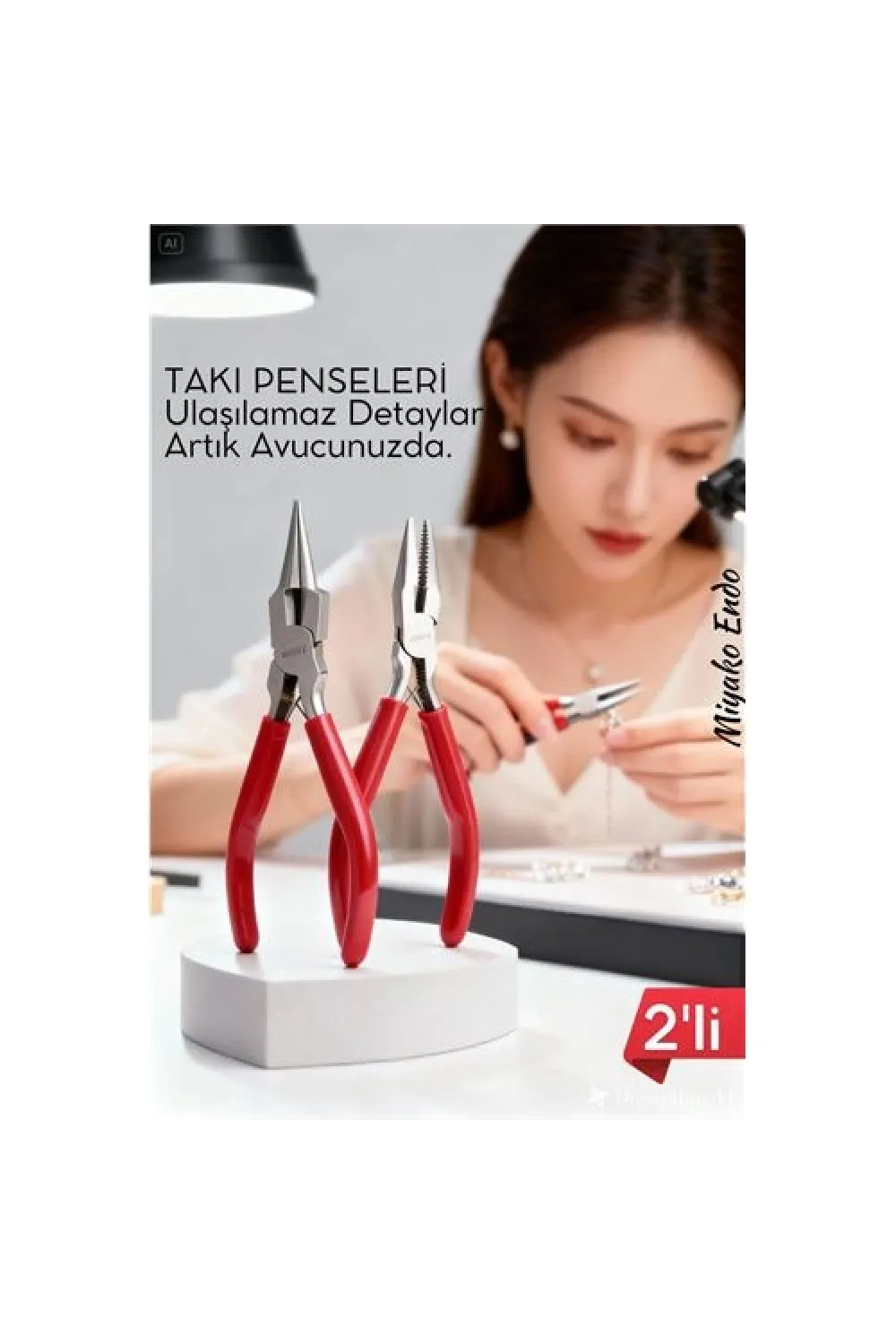 Profesyonel 2li Takı Pense Seti 12 cm Takı Yapımı İçin Mini Pense Seti