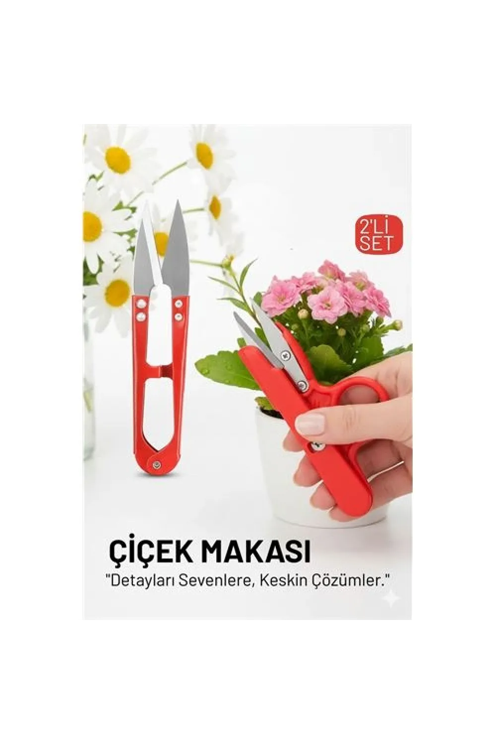 Profesyonel 2’li Mini Budama Seti:  Hassas Çiçek ve Bitki Makası - Çelik Ultra Keskin Seri