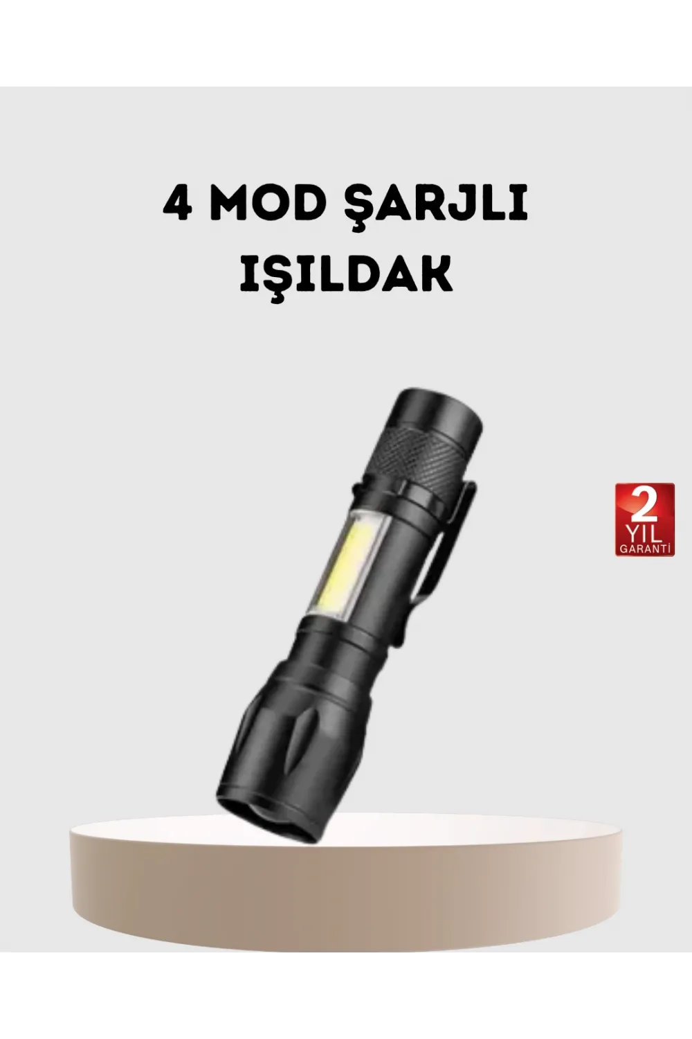 Profesyonel 4 Modlu Şarjlı El Feneri | 1300 Mah Batarya | Cree Led Teknolojisi