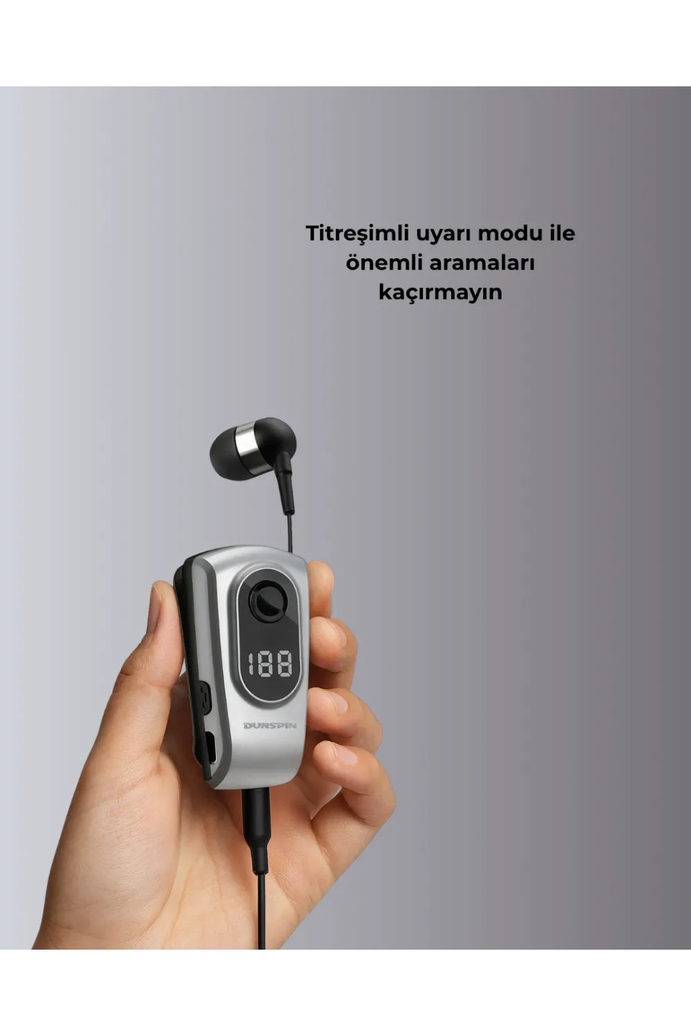 Profesyonel Bluetooth Kulaklık – Klipsli, Titreşimli, Dijital Göstergeli