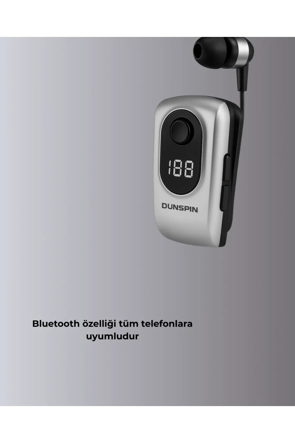 Profesyonel Bluetooth Kulaklık – Klipsli, Titreşimli, Dijital Göstergeli