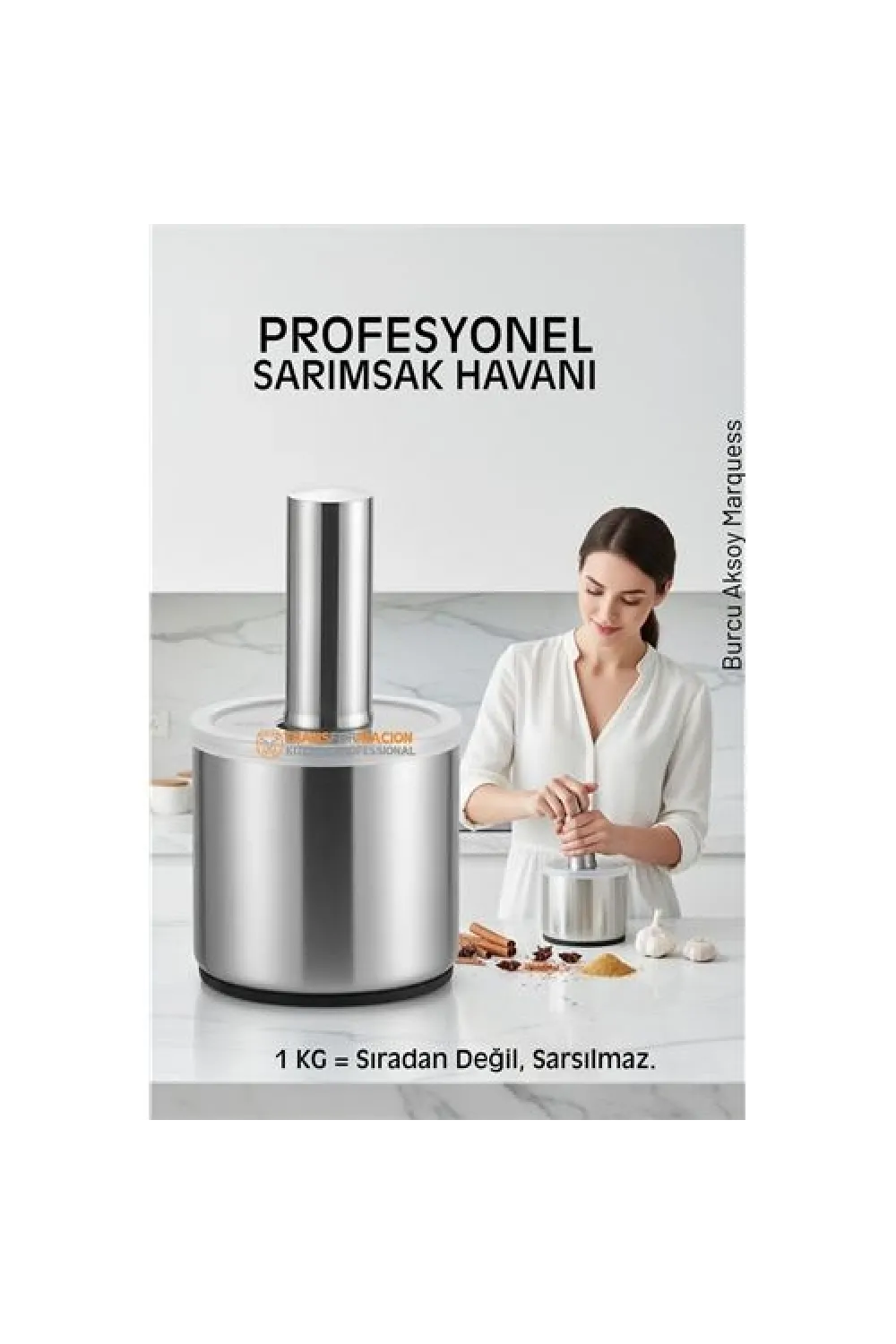 Profesyonel Ezici Sarımsak Havanı Seti -  Mutfak Tipi Baharat Havanı  304 Paslanmaz Çelik