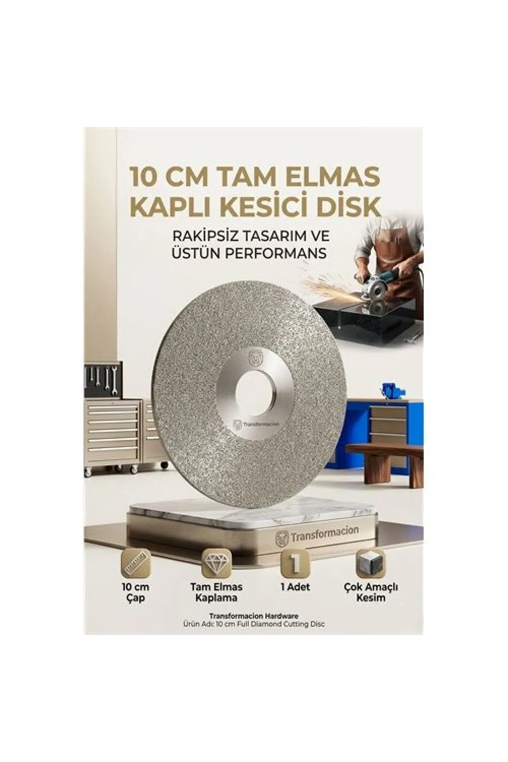 Profesyonel Full Elmas Disk 100mm - Granit, Seramik, Metal Kesme & Bileme Taşı 723178