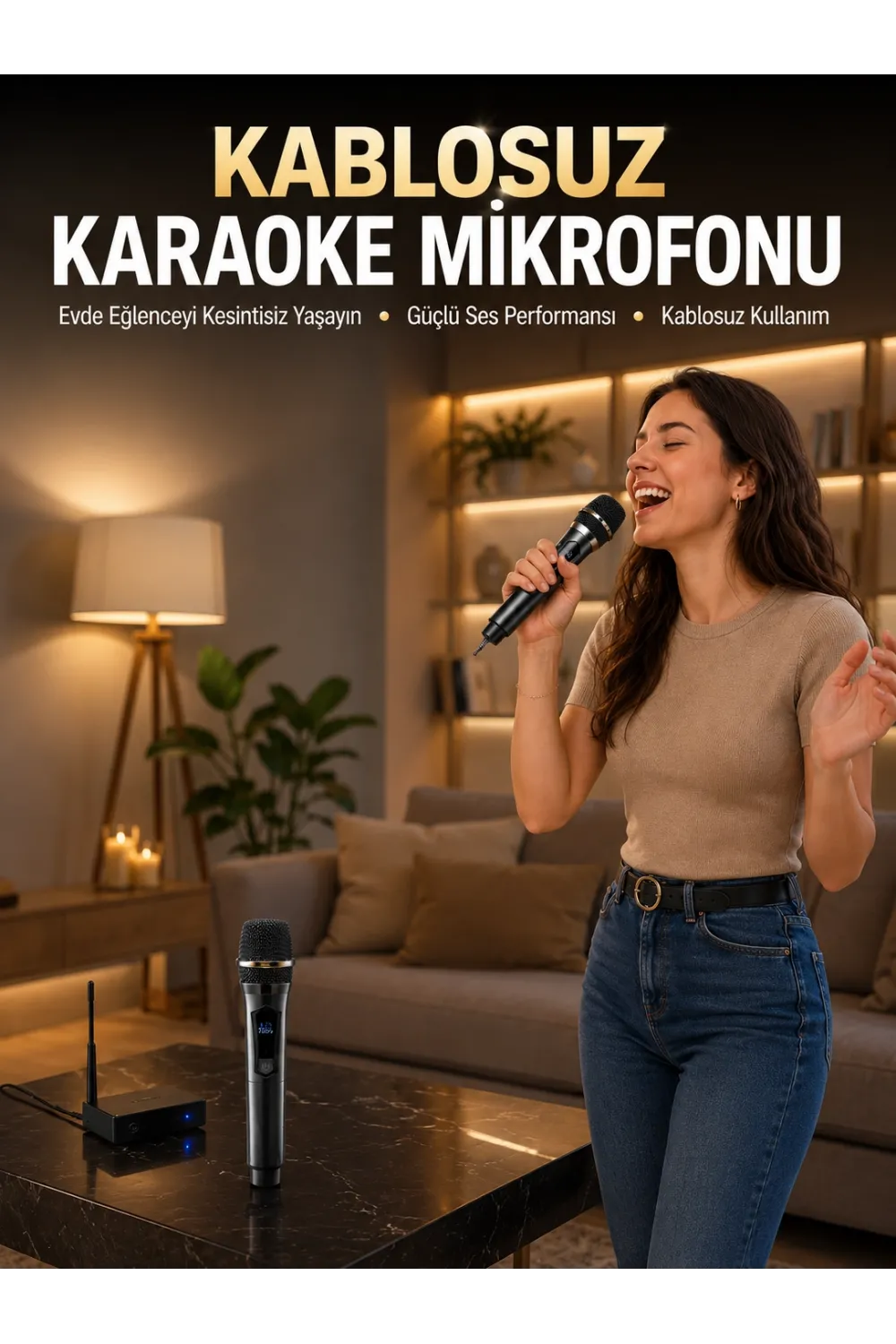 Profesyonel Kablosuz Mikrofon Seti Çift Mikrofonlu
