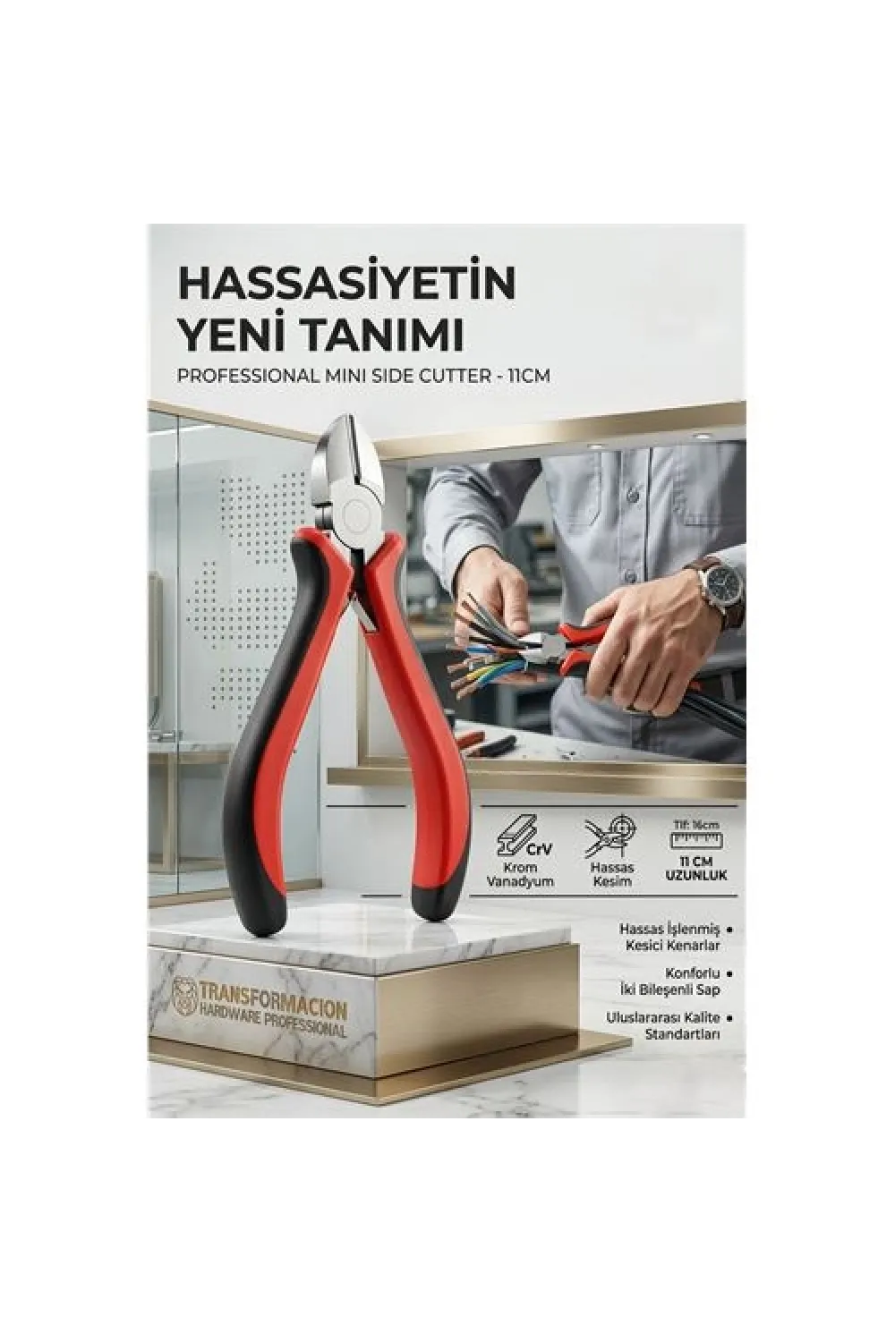 Profesyonel Krom Vanadyum Mini Yan Keski | 11cm Hassas Kesim Gücü 426977