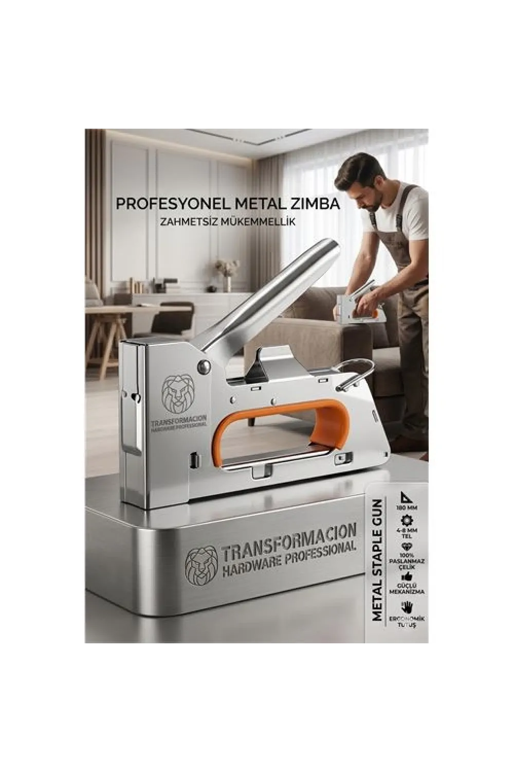 Profesyonel Metal Zımba Tabancası - Çelik Mobilya Döşeme El Zımbası 4-8mm  721758