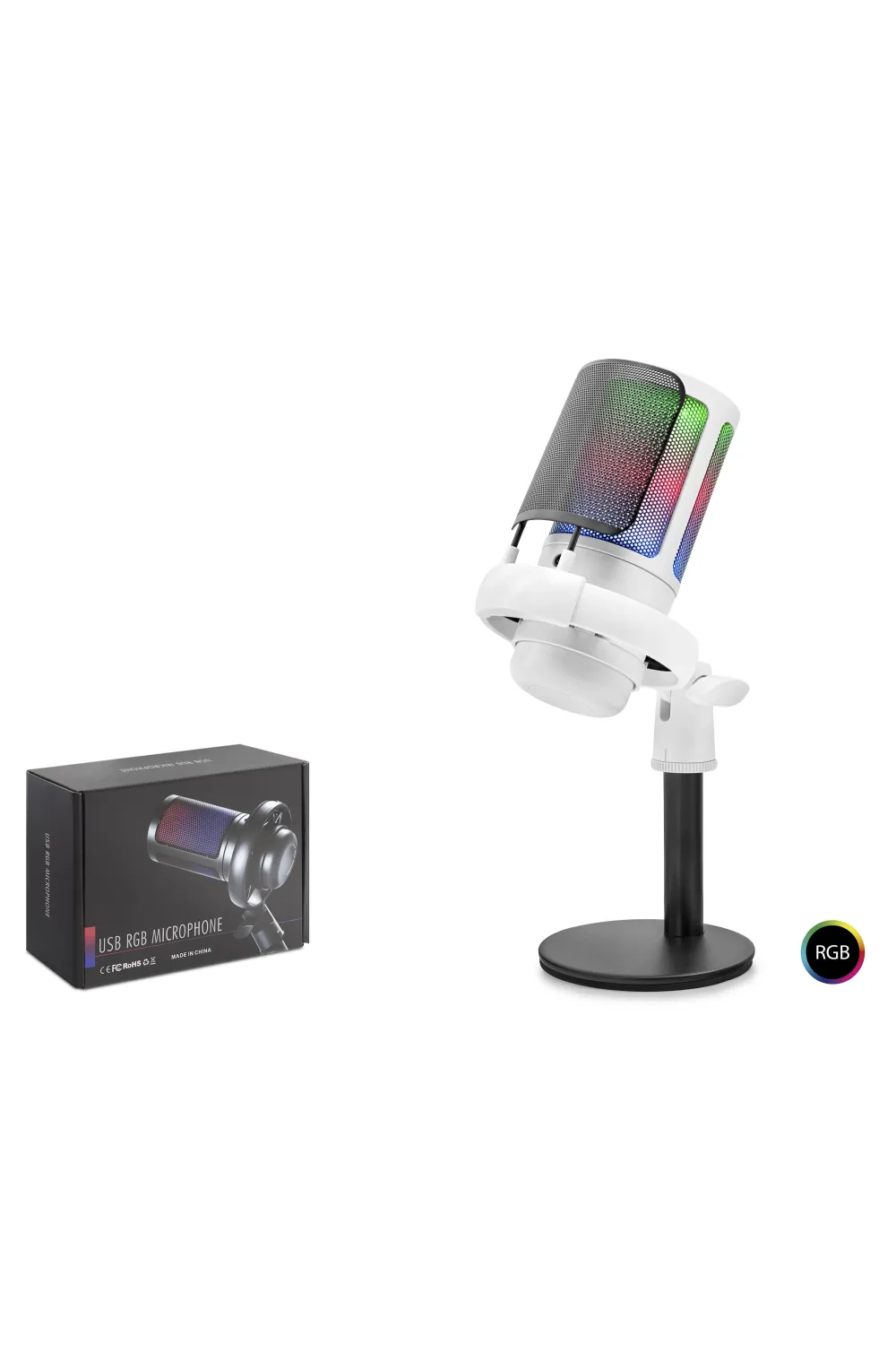 Profesyonel Mikser Kontrollü Gaming Rgb Mikrofon 24 Bit Çinko Alaşım Gövde Type-C - Beyaz ME6SW