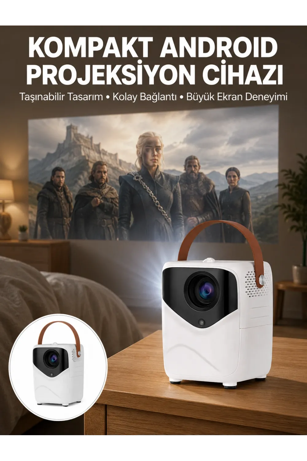 Projeksiyon Ev Sineması Bluetooth 4k Hd Kaliteli Görüntü Kumandalı Yeni Nesil