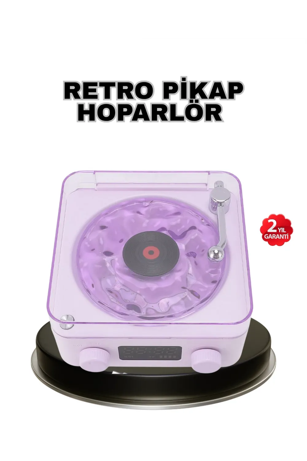 Projektör Işıklı Retro Hoparlör Bluetooth Aux Usb Hafıza Kartlı 360° Sesli Şarjlı