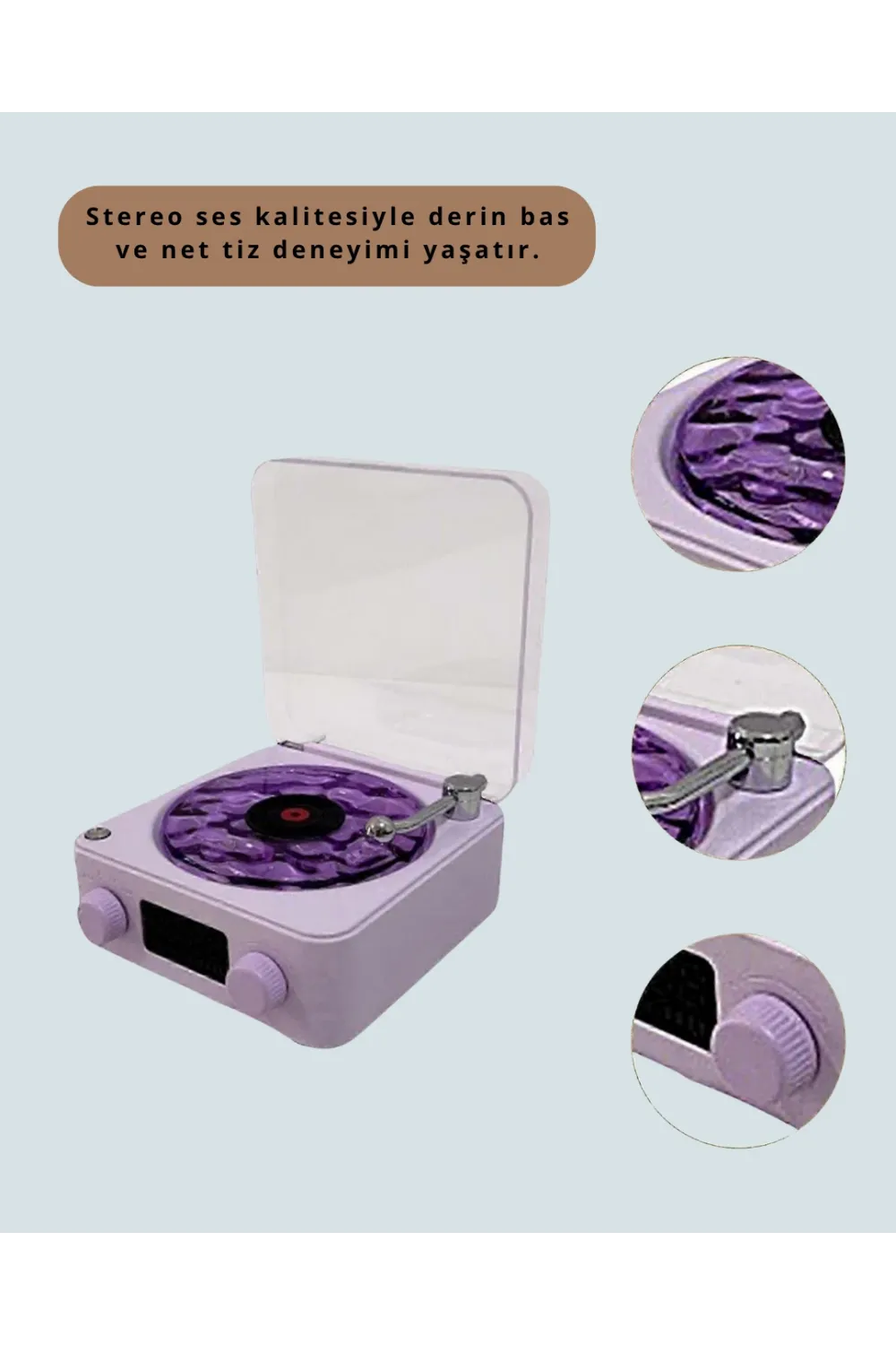 Projektörlü Gece Lambalı Retro Hoparlör – Taşınabilir Bluetooth Speaker
