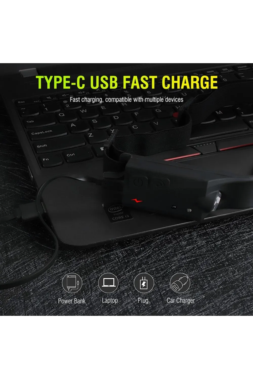 Ps-001 5 Aydınlatma Modlu Cob Led Sensörlü Usb Şarj  Edilebilir Dahili Pilli Kafa Lambası