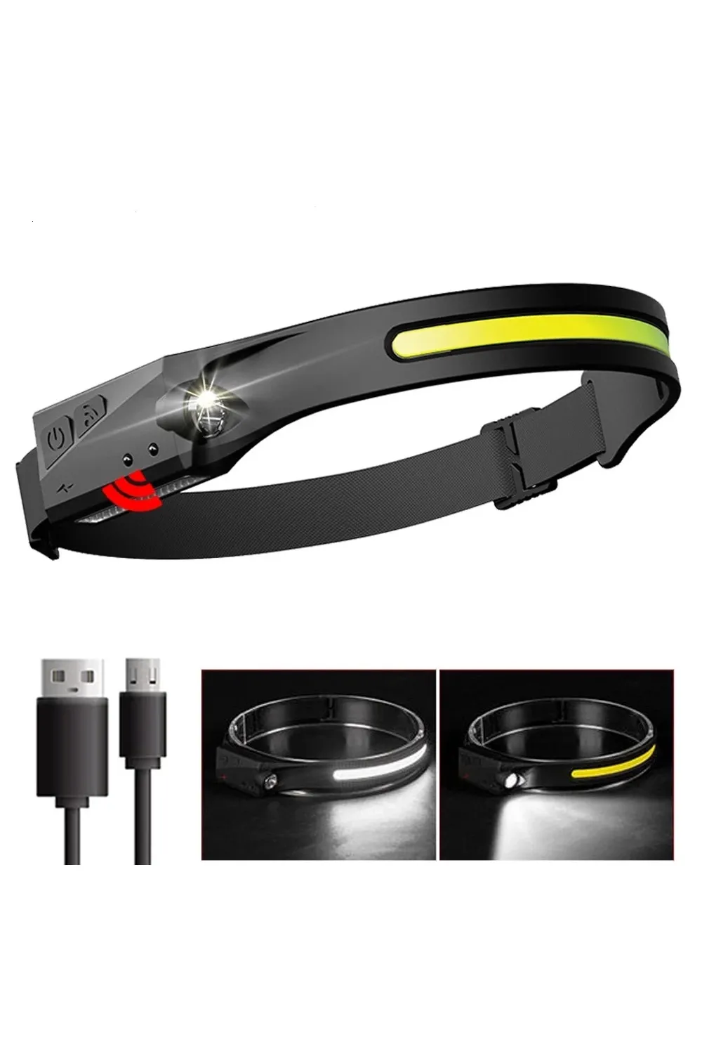 Ps-001 5 Aydınlatma Modlu Cob Led Sensörlü Usb Şarj  Edilebilir Dahili Pilli Kafa Lambası