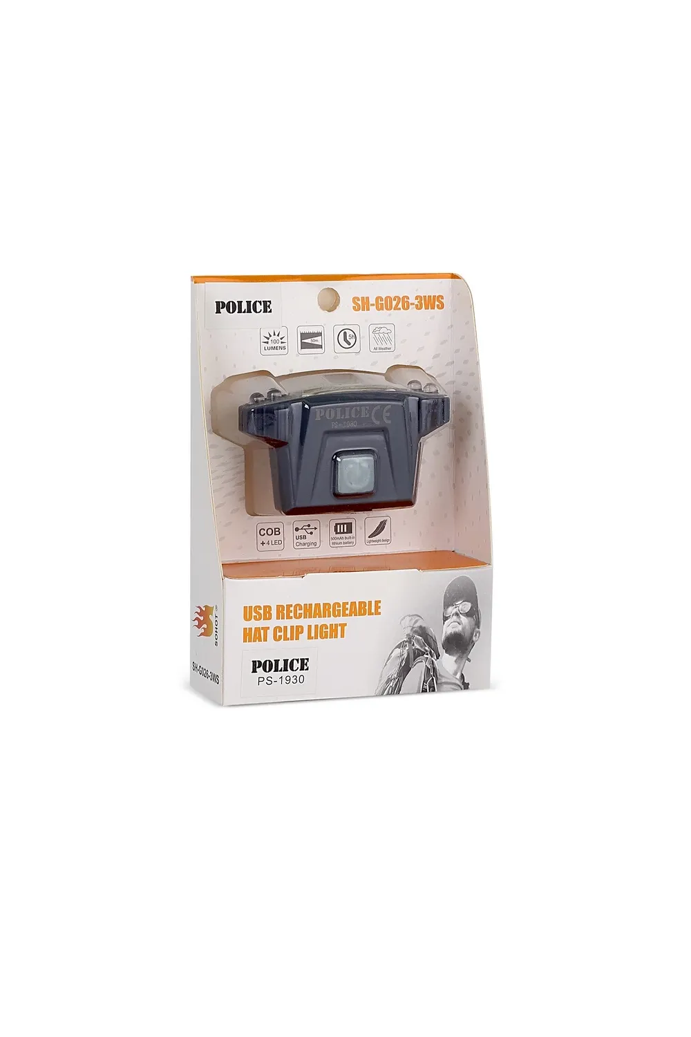PS-1930 USB Şarjlı COB Led Şapka Feneri