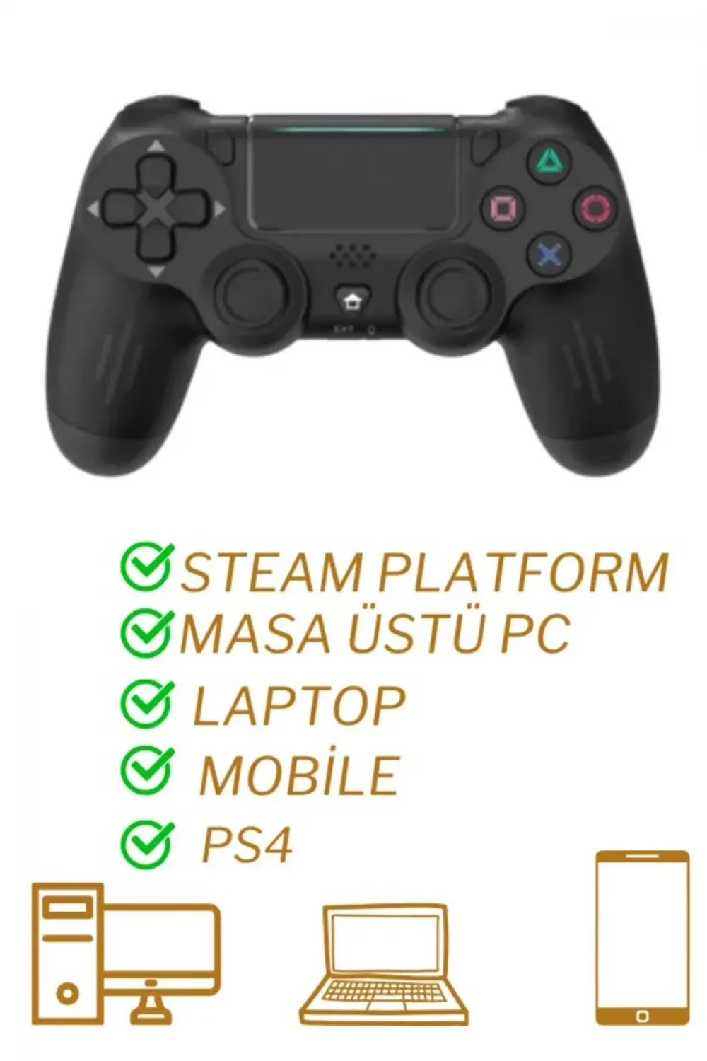 Ps4 Kol Wireless Bt Kablosuz Oyun Kolu Ps4 Joystick Tablet Telefon Pc Uyumlu Titreşimli Oyun Kolu