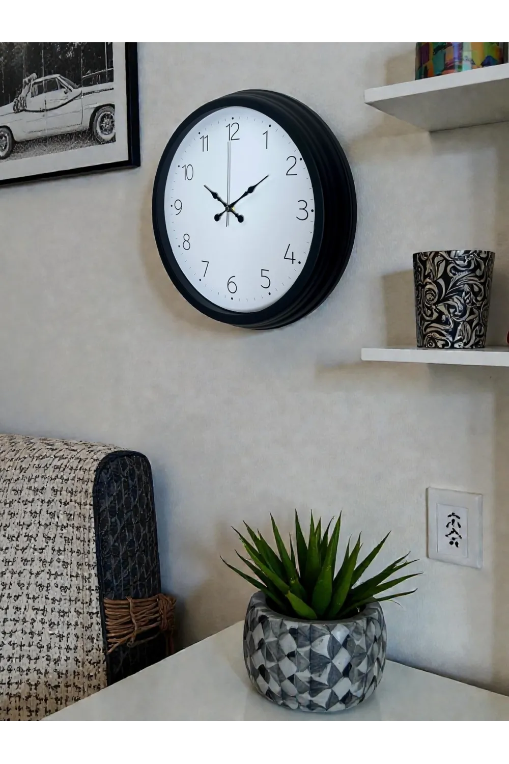 Pure Time Black 40 Cm Metal Duvar Saati