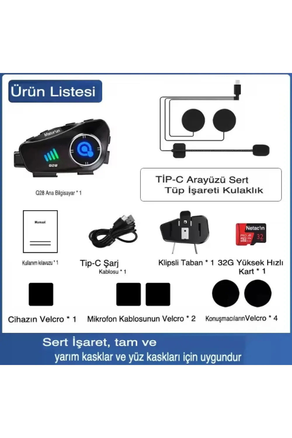 Q28 Kameralı Motosiklet Kask Kulaklığı