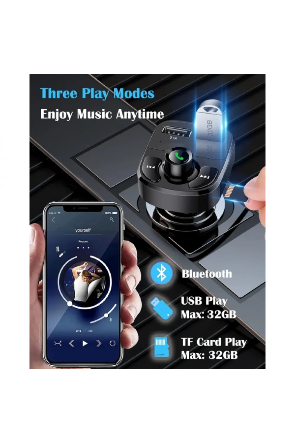 QC 3.1A USB & PD /TF FM Transmitter