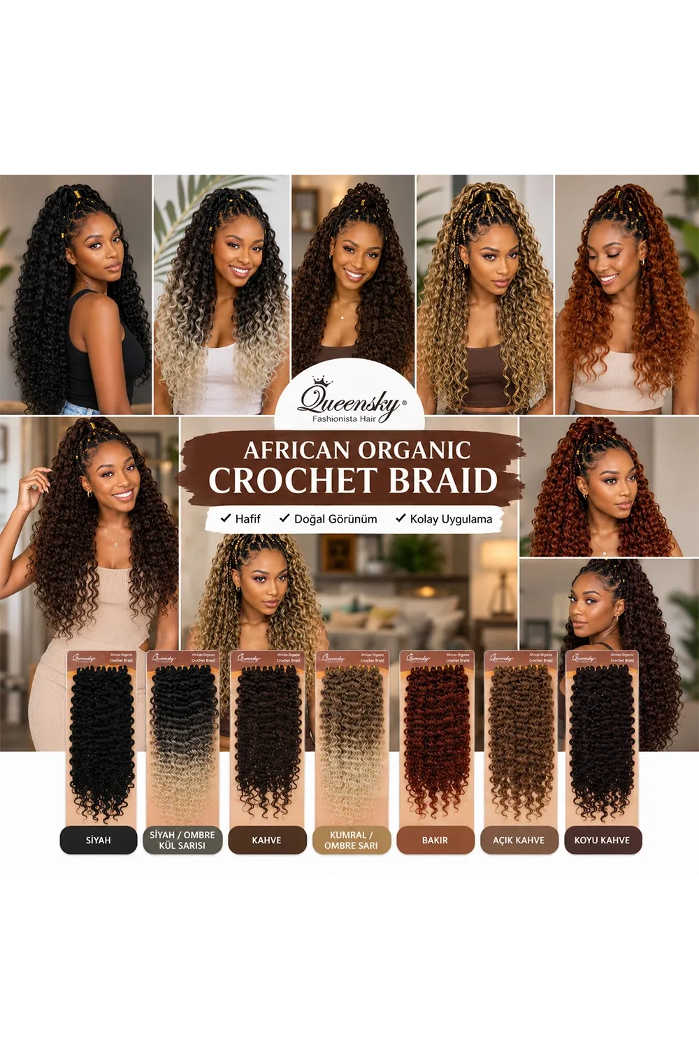 QueenSky Afro Dalgası Saç - 75cm - 240gr - Bakır